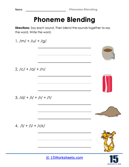 Phoneme Blending Worksheets Worksheets Com