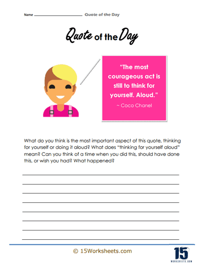Quote of the Day Worksheets