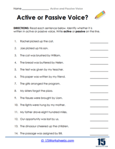 Active and Passive Voice Worksheets - 15 Worksheets.com