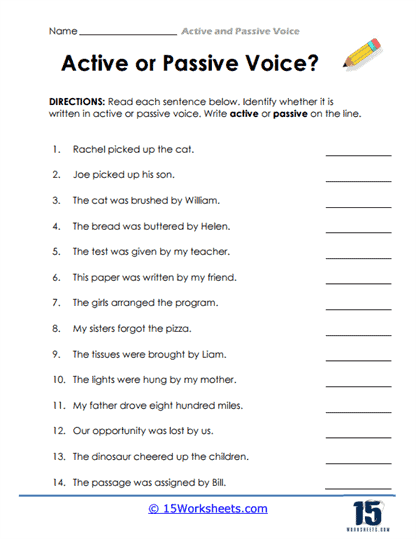 Active And Passive Voice Worksheets Worksheets Com