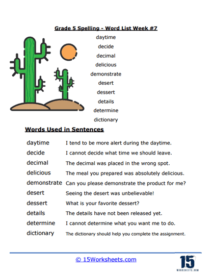 Week #7 Word List - D Words
