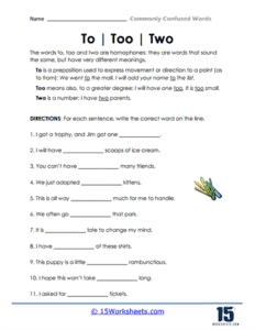 Commonly Confused Words Worksheets - 15 Worksheets.com