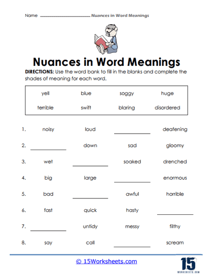 Shades of Meaning Worksheet