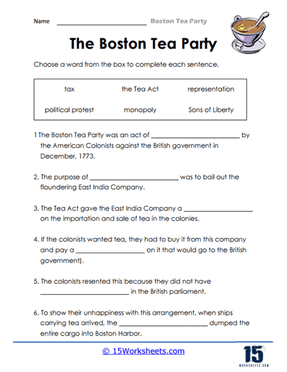 Boston Tea Party Vocabulary