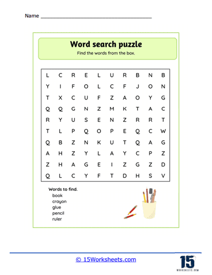 Class Object Word Find Worksheet