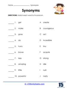 Synonyms Worksheets - 15 Worksheets.com