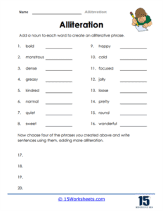 Alliteration Worksheets - 15 Worksheets.com