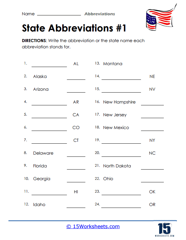 U.S. State Abbreviations #1