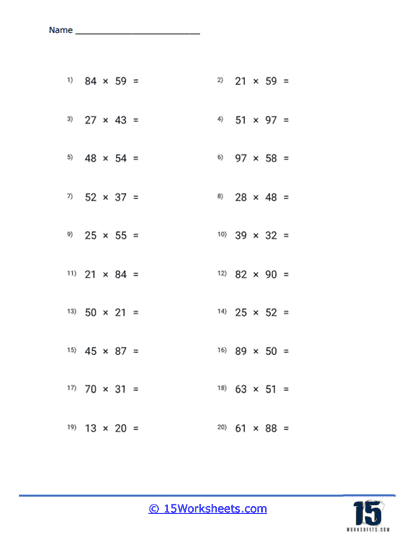 20 Left to Right Worksheet