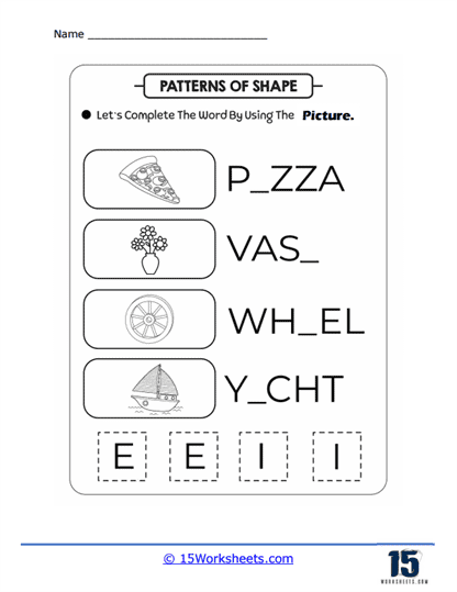 Patterns of Letters Worksheets