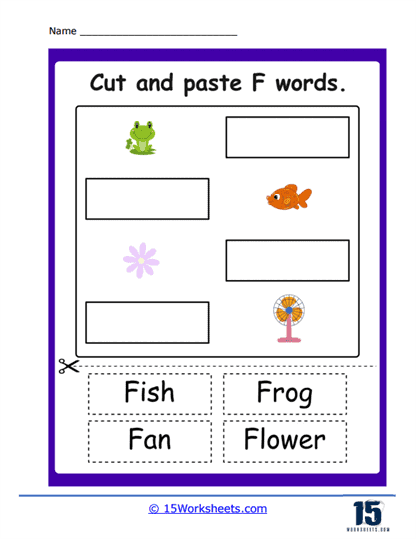 Words That Begin With F Worksheet
