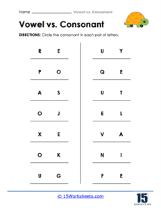 Vowels Vs. Consonants Worksheets - 15 Worksheets.com