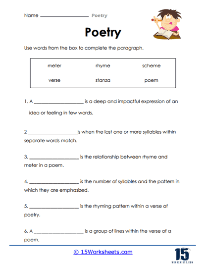 Poetry Worksheets - 15 Worksheets.com