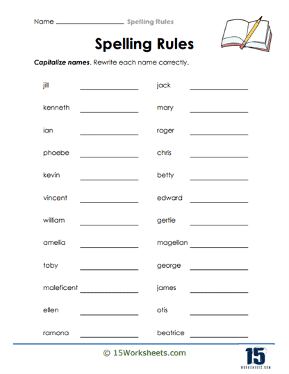 Spelling Rules Worksheets - 15 Worksheets.com