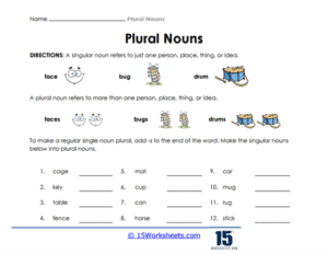 Plural Nouns Worksheets - 15 Worksheets.com