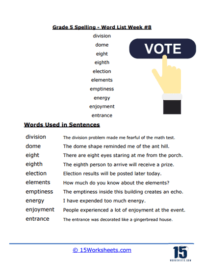 Week #8 Word List - D & E Words