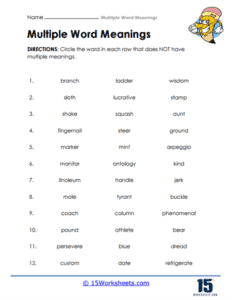 Multiple Word Meanings Worksheets - 15 Worksheets.com