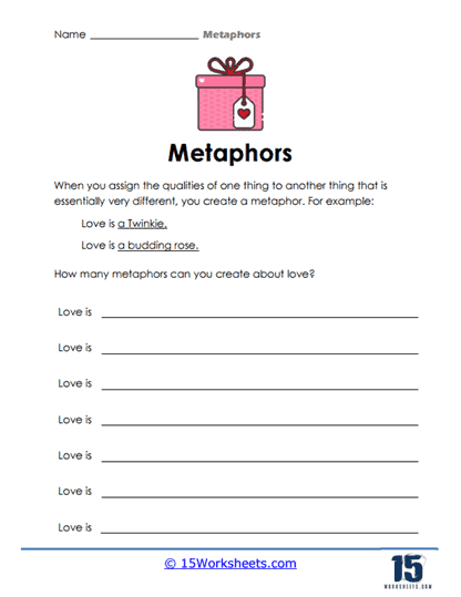 How Many Metaphors Worksheet