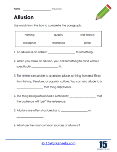 Allusion Worksheets - 15 Worksheets.com