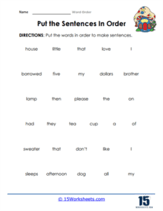 Word Order Worksheets - 15 Worksheets.com