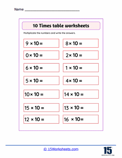 Matching Times Operations Worksheet