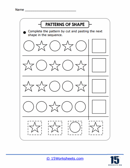 Patterns of Shapes Worksheets