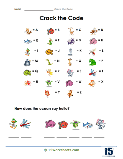 Ocean Animal Code Worksheet