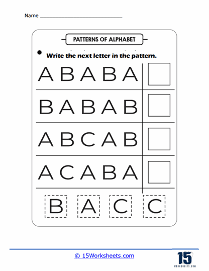 A, B, or C Worksheet