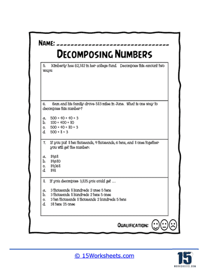 Decomposing Numbers Quiz