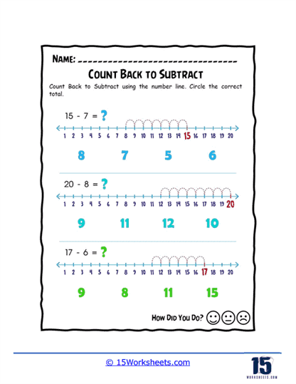 Count Back to Subtract Worksheet