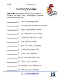 Homophones Worksheets - 15 Worksheets.com