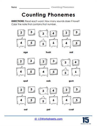 Counting Phonemes Worksheets