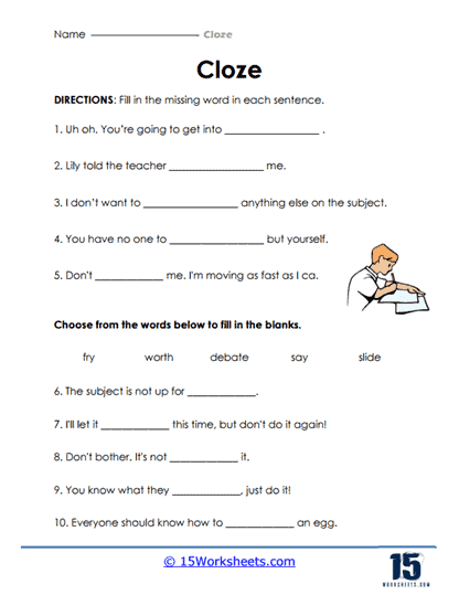 Cloze Worksheets