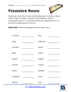 Possessive Nouns Worksheets Worksheets Com