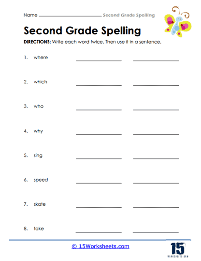 2nd Grade Spelling Words Worksheets - 15 Worksheets.com