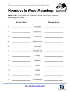 Nuances Worksheets - 15 Worksheets.com