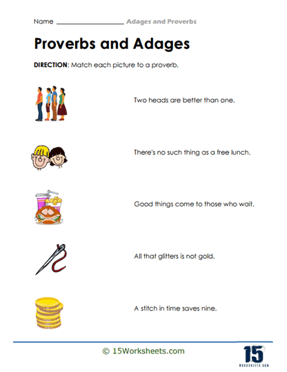 Picture Proverbs Worksheet