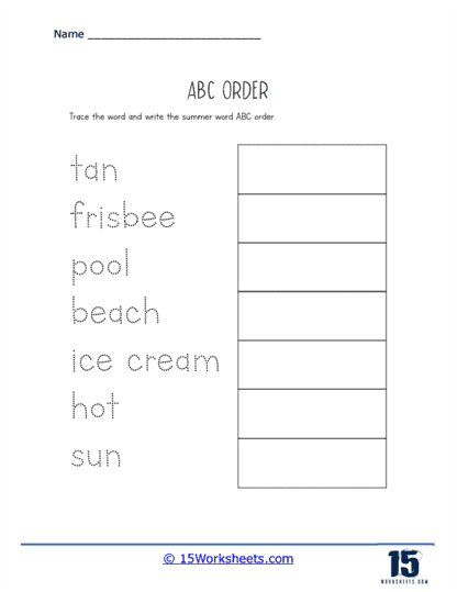 Summer ABC Order Worksheet