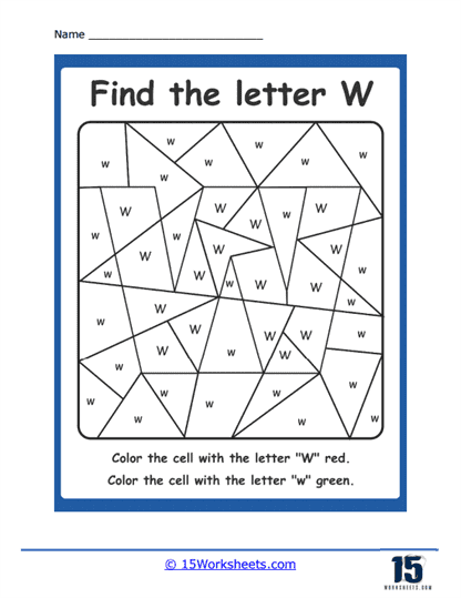 Coloring W Puzzle Worksheet