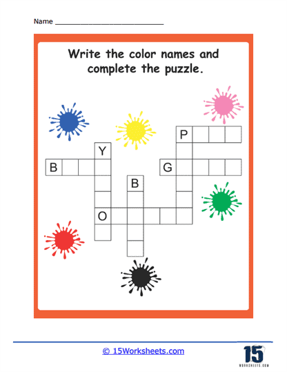 Crossword Colors Worksheet