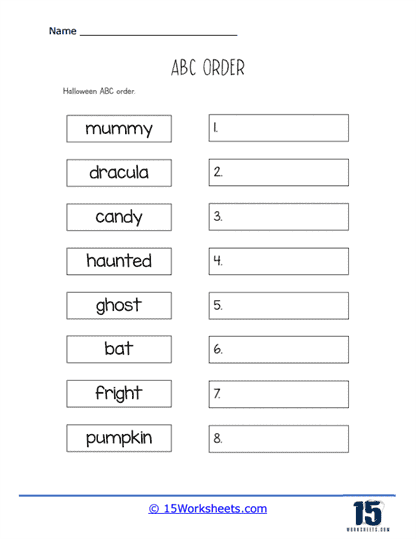 Halloween ABC Order Worksheet
