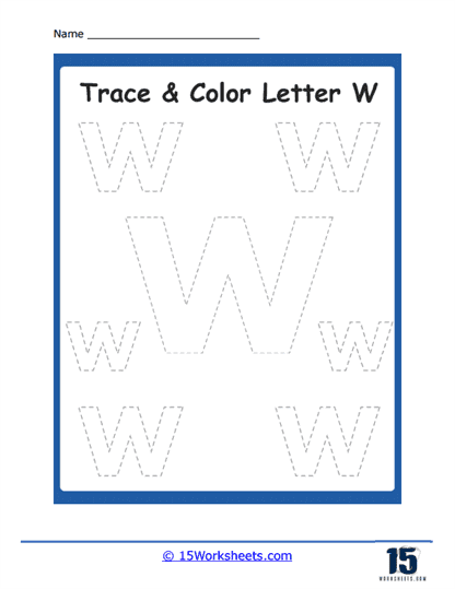 Trace and Color W Worksheet