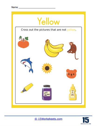 Not Yellow Worksheet