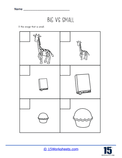 Kindergarten Worksheet 1 Big vs. Small Size comparison Which is