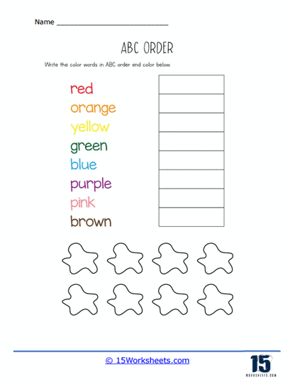 Color Order Worksheet