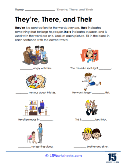 They're, There, and Their Worksheets