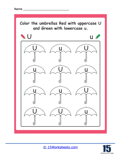 Red and Green Umbrellas Worksheet