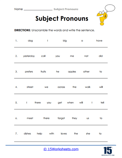 Word Scramble Fun Worksheet