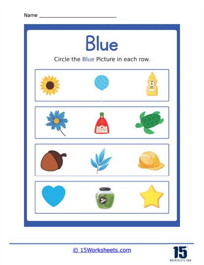 Circle Blue Objects Worksheet