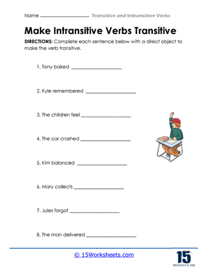 Transitive And Intransitive Verbs Worksheets 15